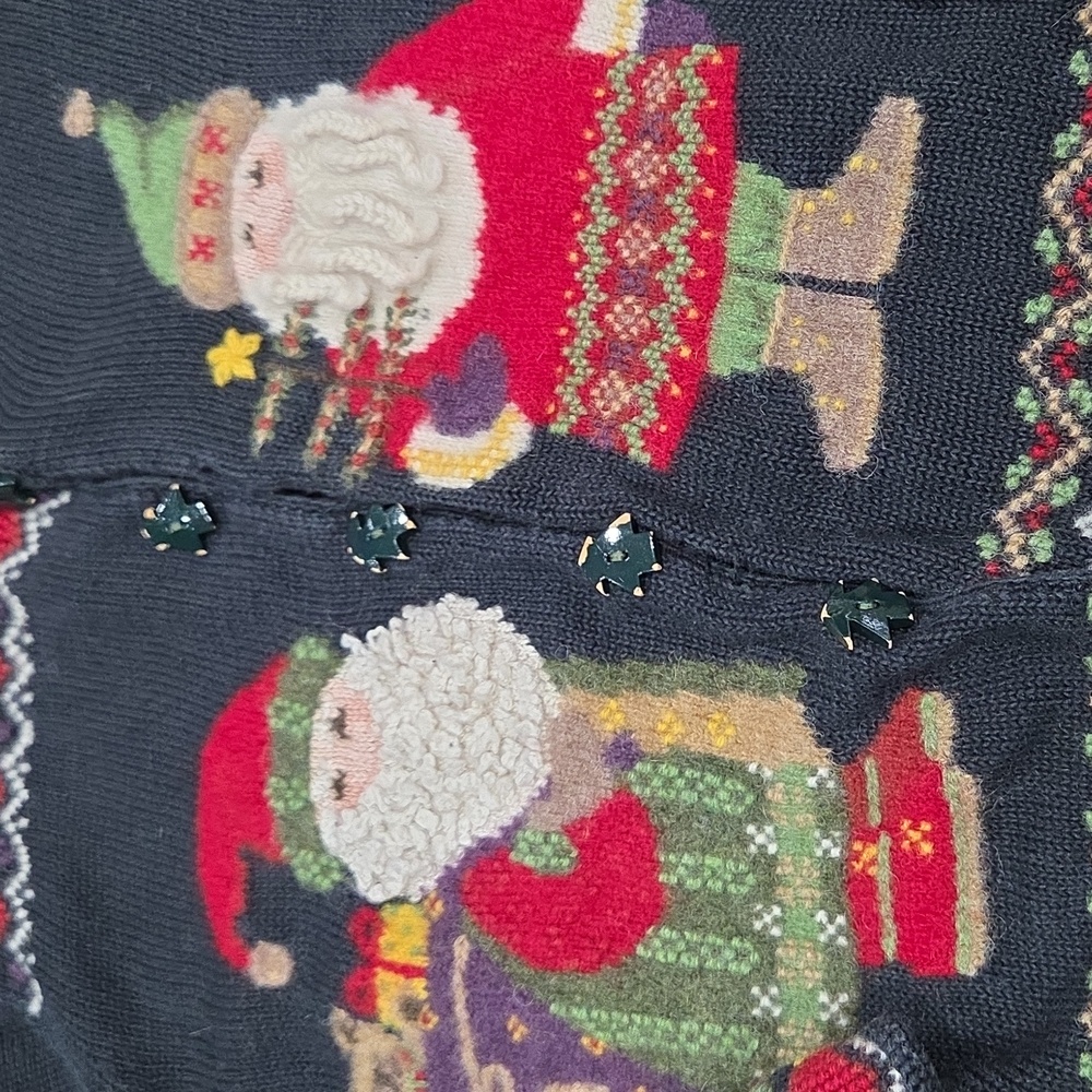 Festive Northern Isles Santa Claus Black Sweater - Picture 2 of 10